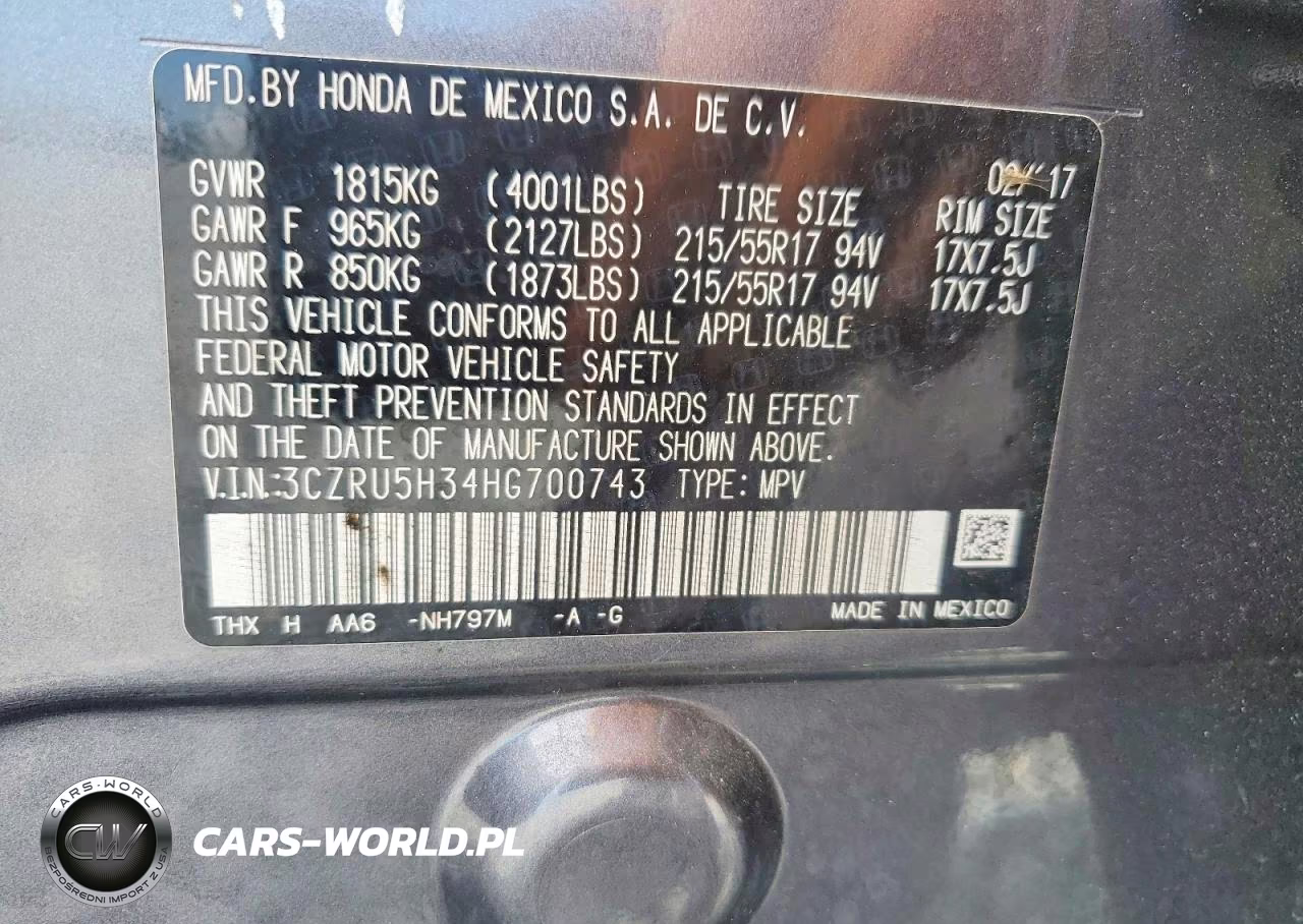 2017 Honda Hr-V Lx VIN:3CZRU5H34HG700743 - 12