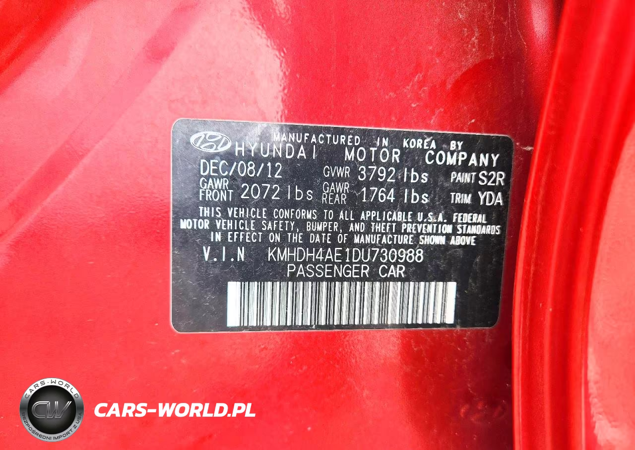 2013 Hyundai Elantra Gls VIN:KMHDH4AE1DU730988 - 13