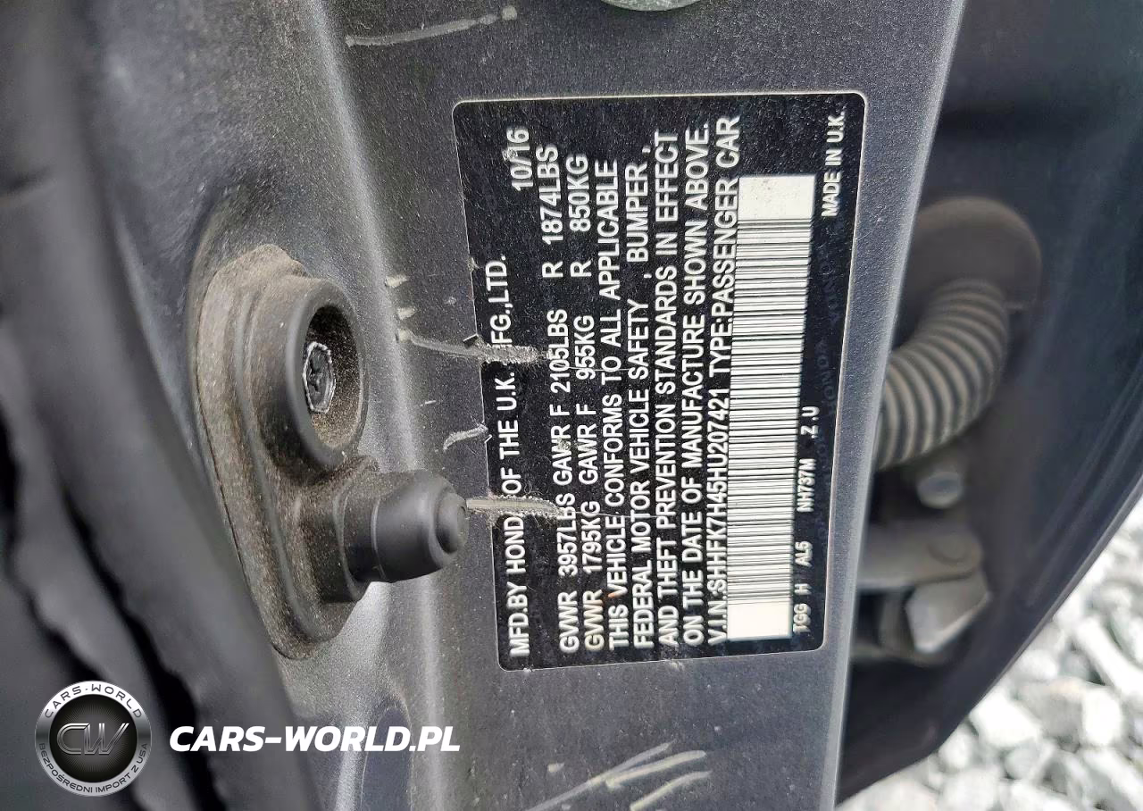 2017 Honda Civic Sport VIN:SHHFK7H45HU207421 - 12