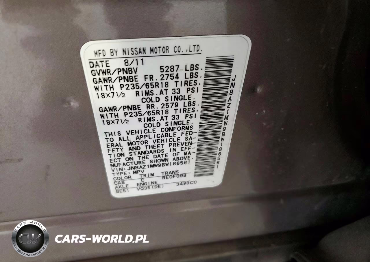 2011 Nissan Murano S VIN:JN8AZ1MW9BW186561 - 13