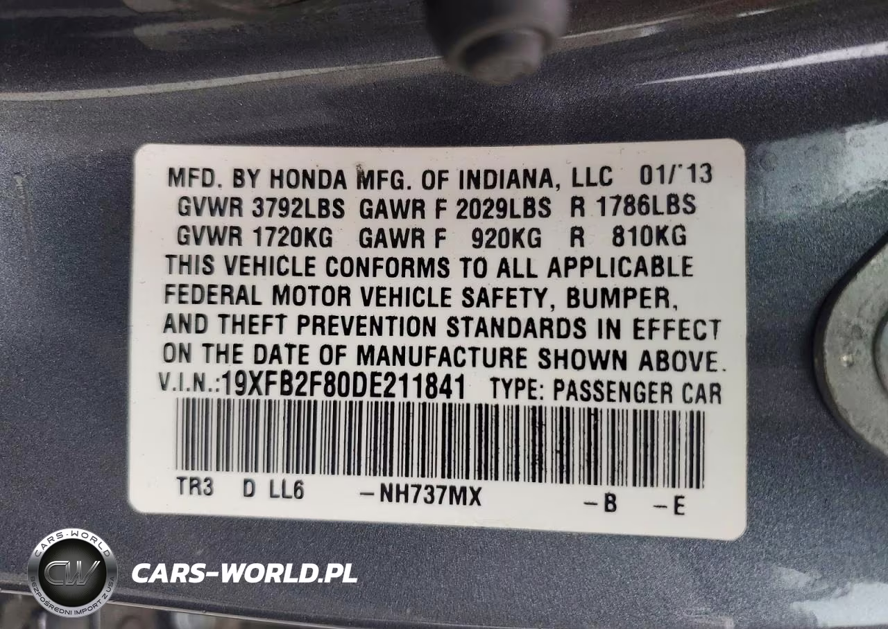 2013 Honda Civic Ex VIN:19XFB2F80DE211841 - 12