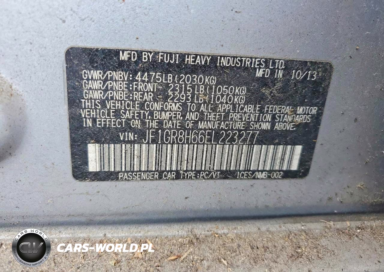 2014 Subaru Impreza Wrx Sti VIN:JF1GR8H66EL223277 - 12