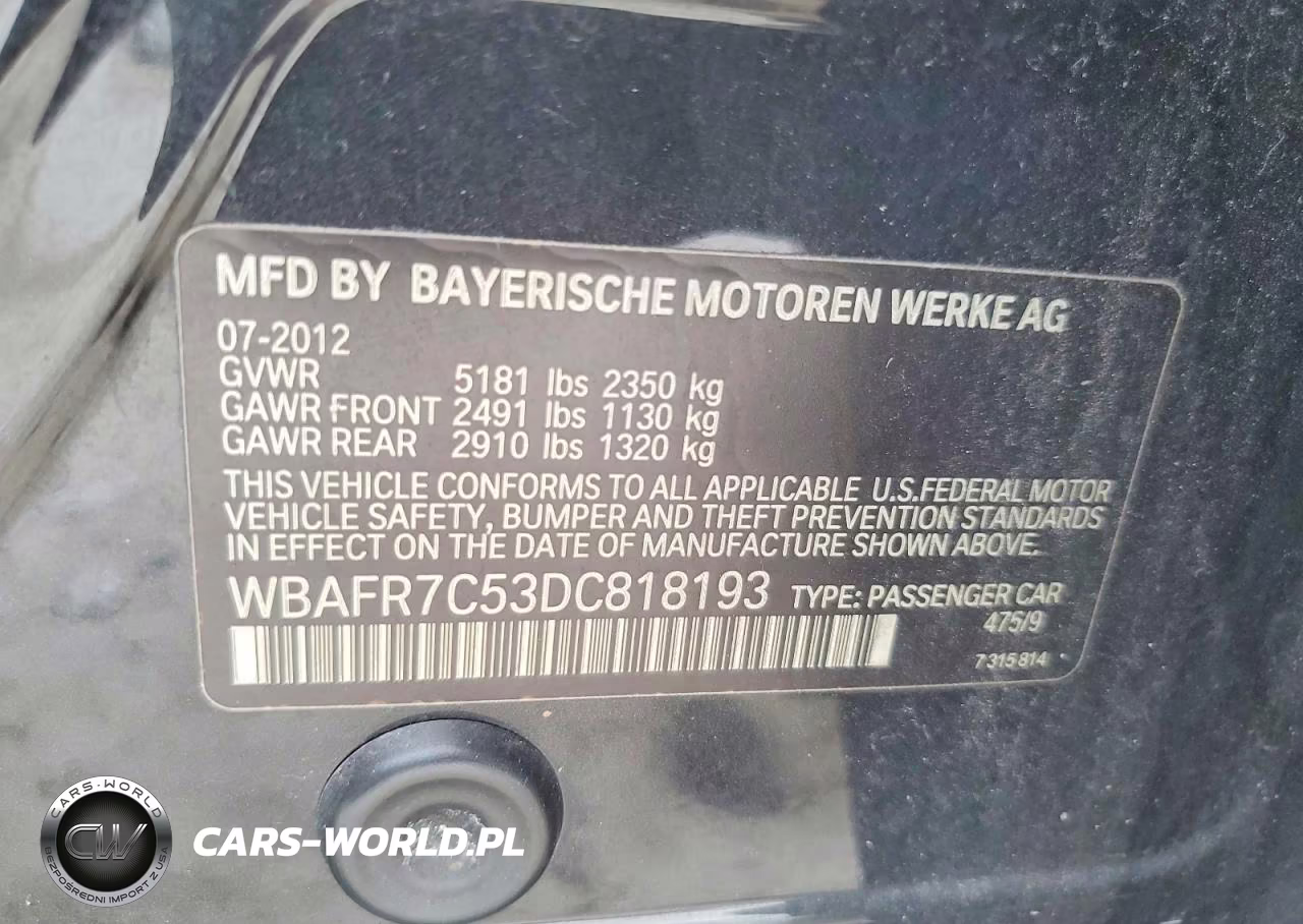 2013 BMW 535 I VIN:WBAFR7C53DC818193 - 12