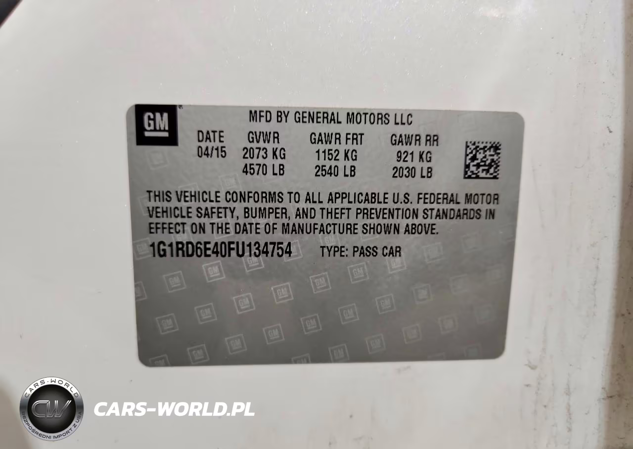 2015 Chevrolet Volt VIN:1G1RD6E40FU134754 - 12