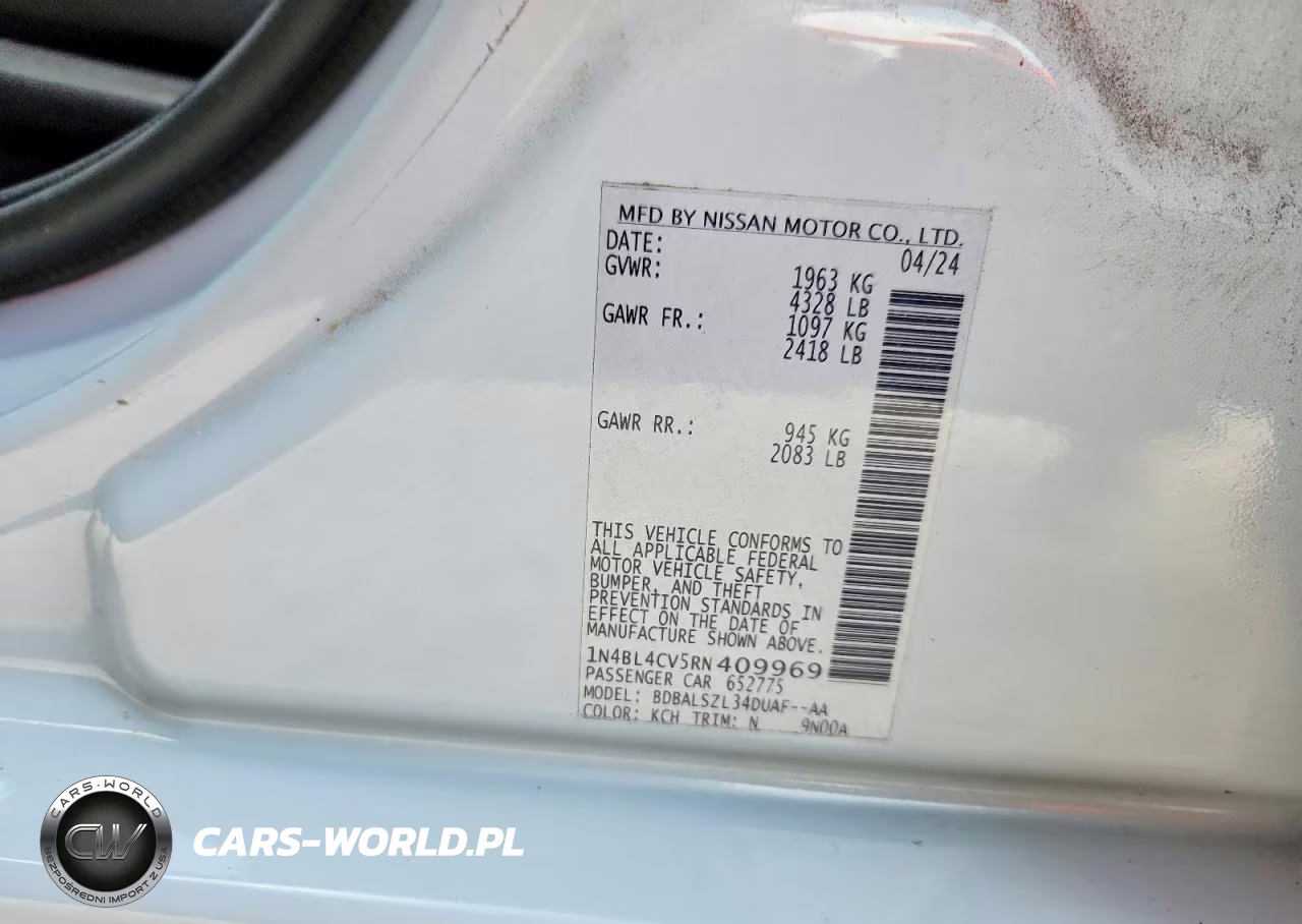 2024 Nissan Altima Sr VIN:1N4BL4CV5RN409969 - 12