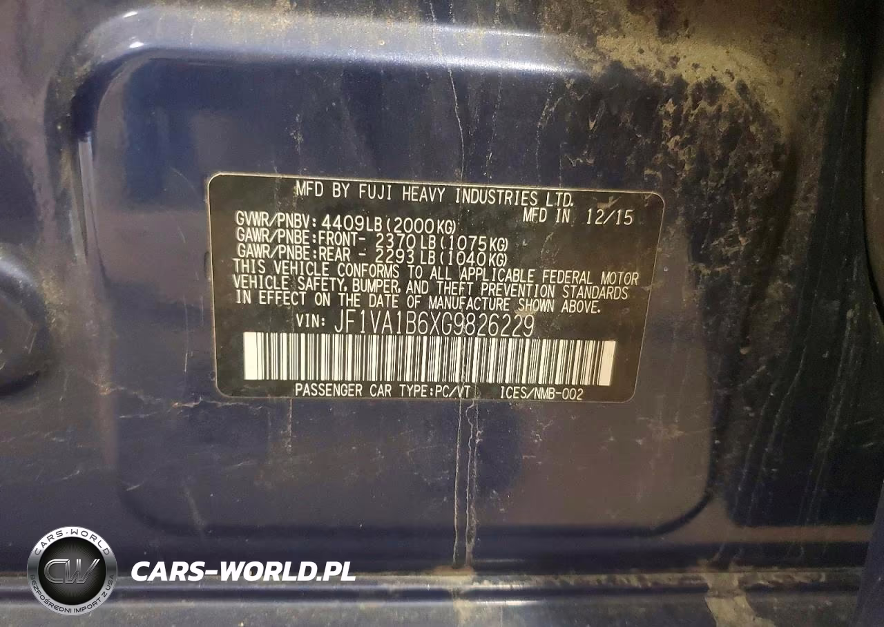 2016 Subaru Wrx VIN:JF1VA1B6XG9826229 - 12
