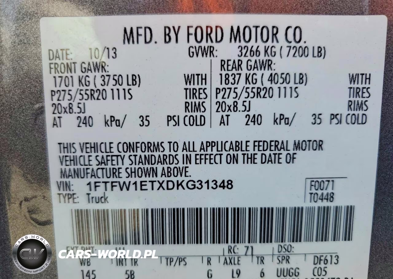 2013 Ford F150 Supercrew VIN:1FTFW1ETXDKG31348 - 13