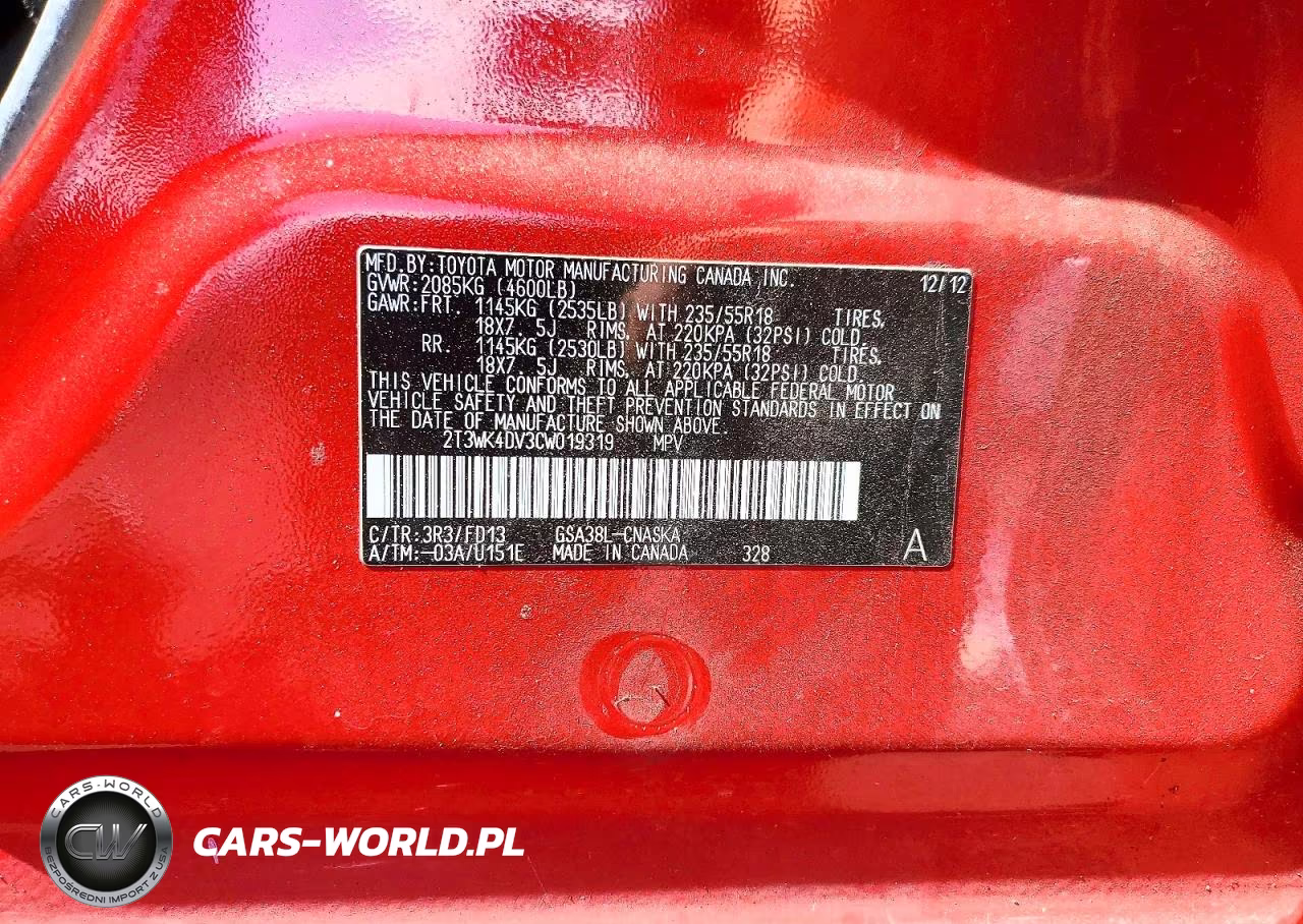 2012 Toyota Rav4 Sport VIN:2T3WK4DV3CW019319 - 13