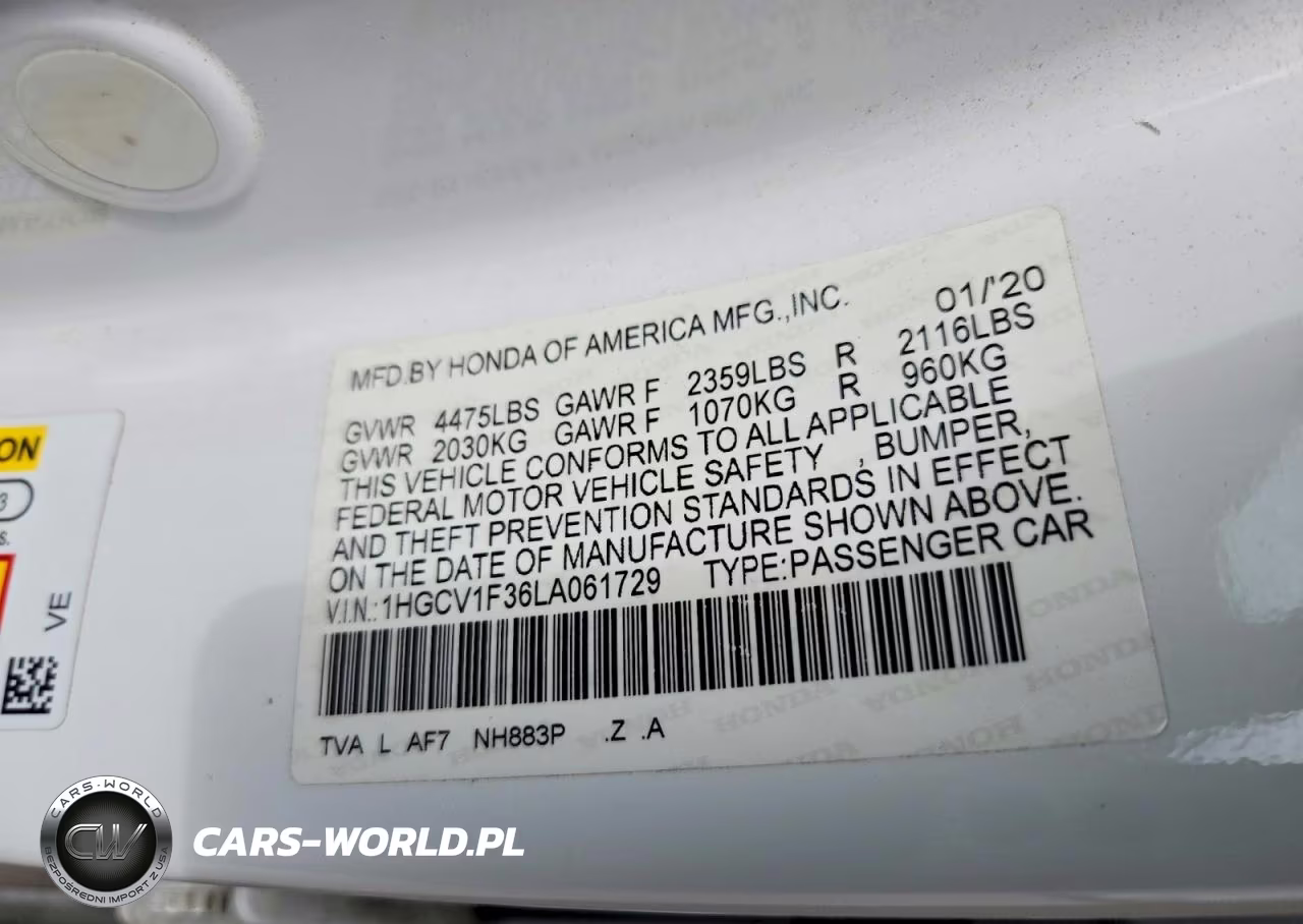 2020 Honda Accord Sport VIN:1HGCV1F36LA061729 - 12
