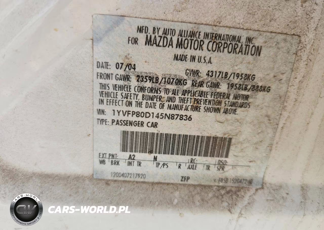 2004 Mazda 6 S VIN:1YVFP80D145N87836 - 12