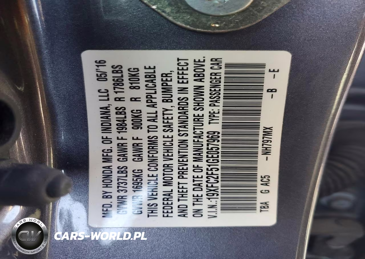 2016 Honda Civic Lx VIN:19XFC2F51GE057969 - 12
