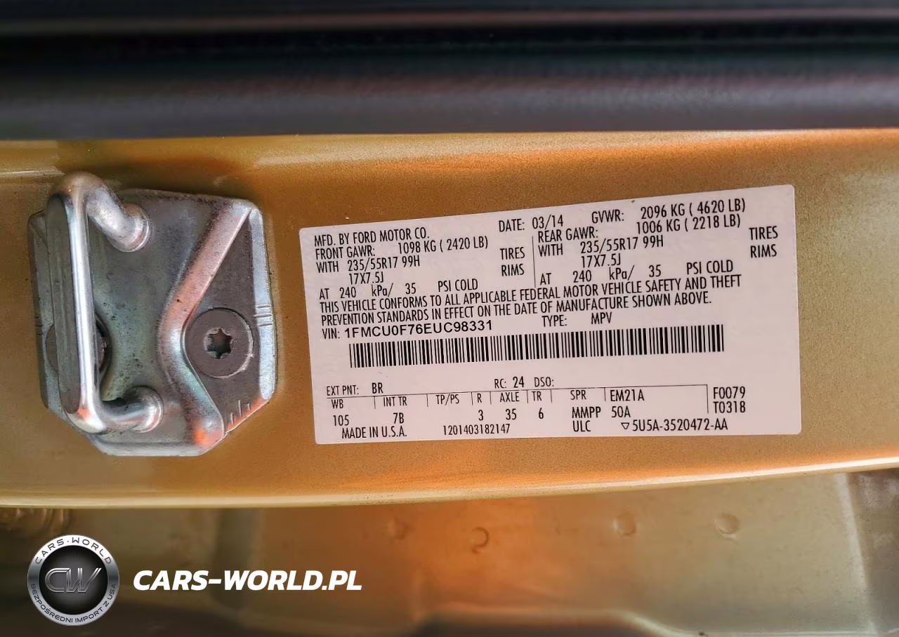 2014 Ford Escape S VIN:1FMCU0F76EUC98331 - 12