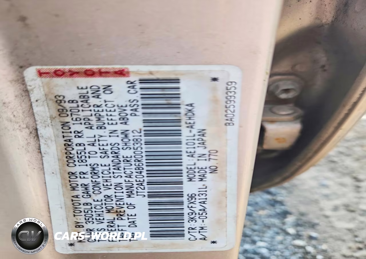 1994 Toyota Corolla Base VIN:JT2AE04B6R0053812 - 12