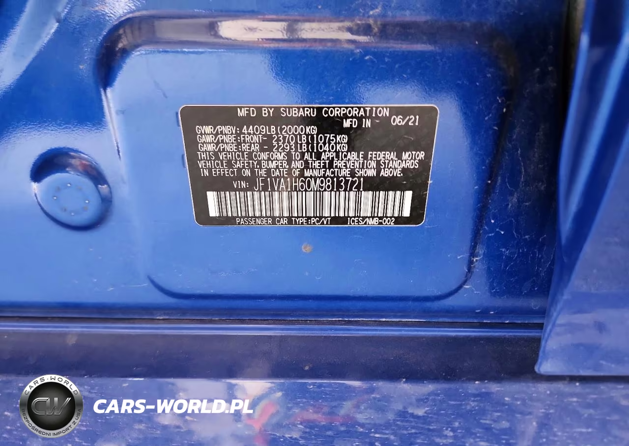 2021 Subaru Wrx Limited VIN:JF1VA1H60M9813721 - 12