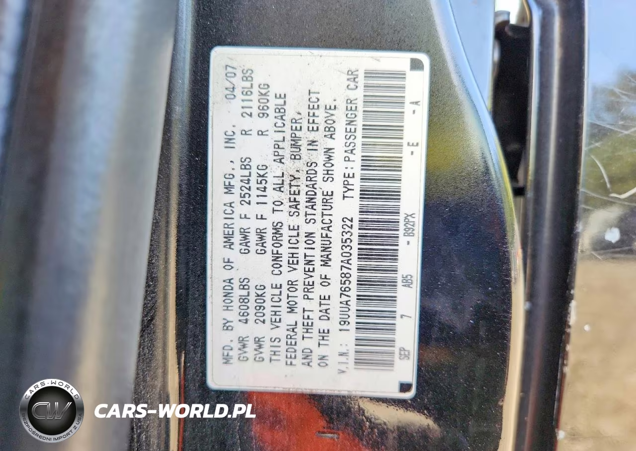 2007 Acura Tl Type S VIN:19UUA76587A035322 - 12