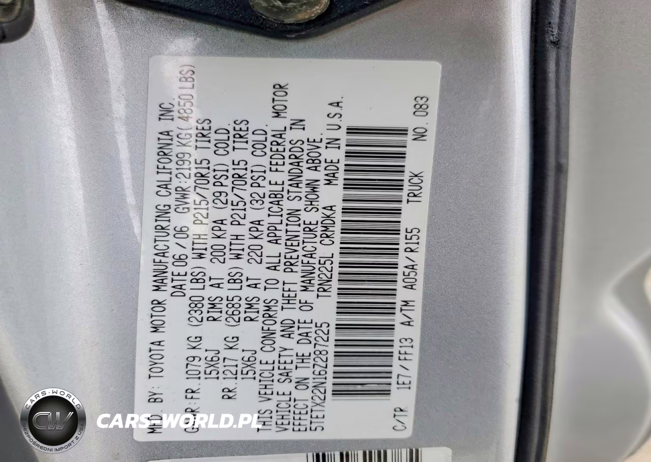 2006 Toyota Tacoma Base VIN:5TETX22N16Z287225 - 12