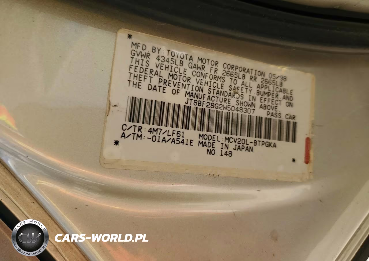1998 Lexus Es 300 VIN:JT8BF28G2W5048307 - 13