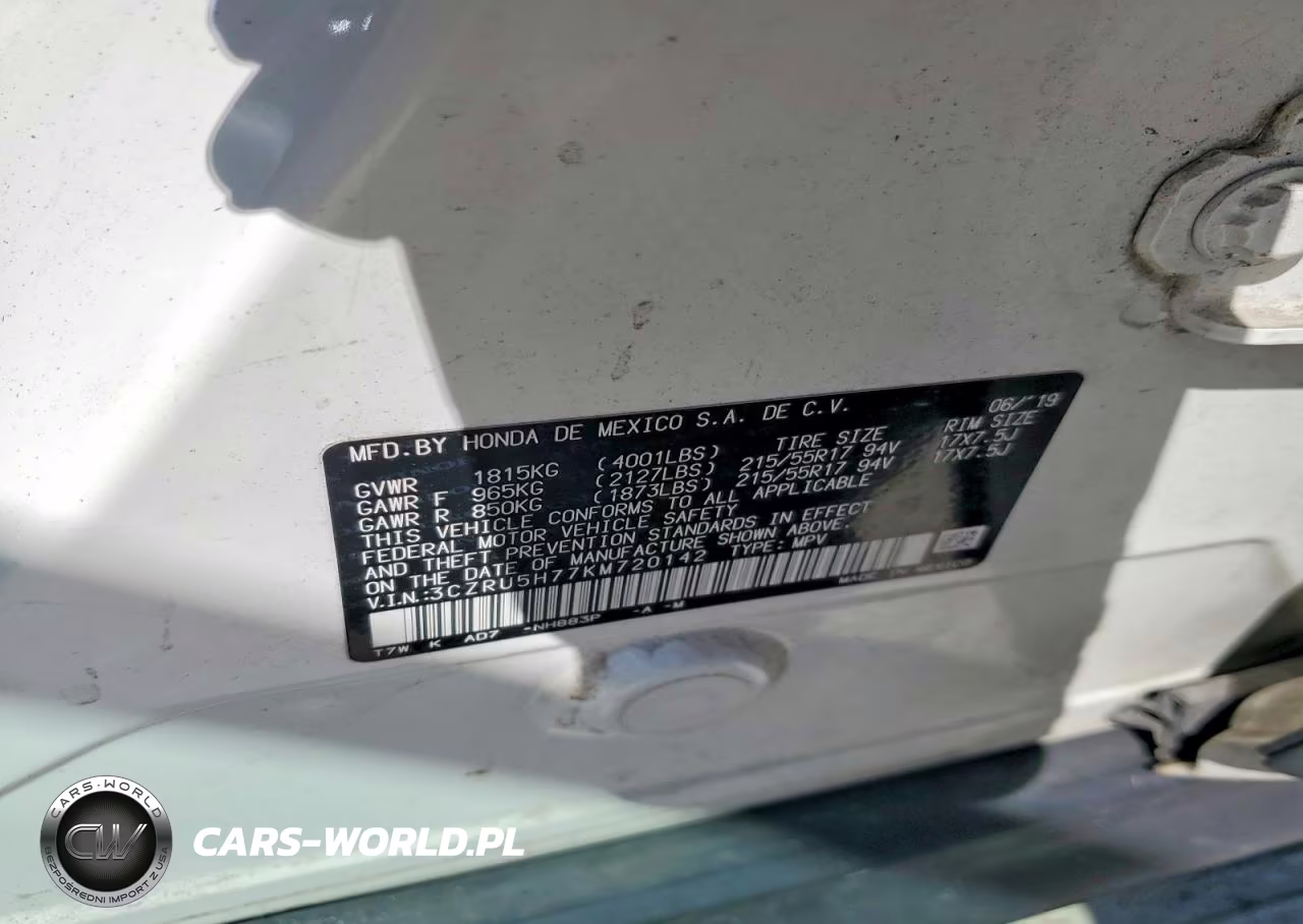 2019 Honda Hr-V Exl VIN:3CZRU5H77KM720142 - 13