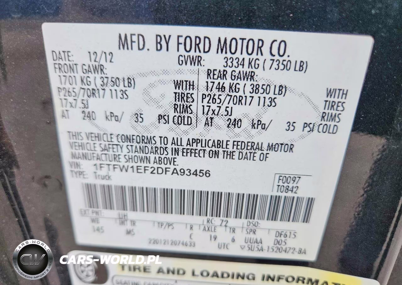 2013 Ford F150 Supercrew VIN:1FTFW1EF2DFA93456 - 12