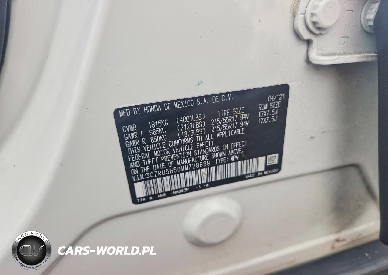 2021 Honda Hr-V Ex VIN:3CZRU5H50MM728889 - 14