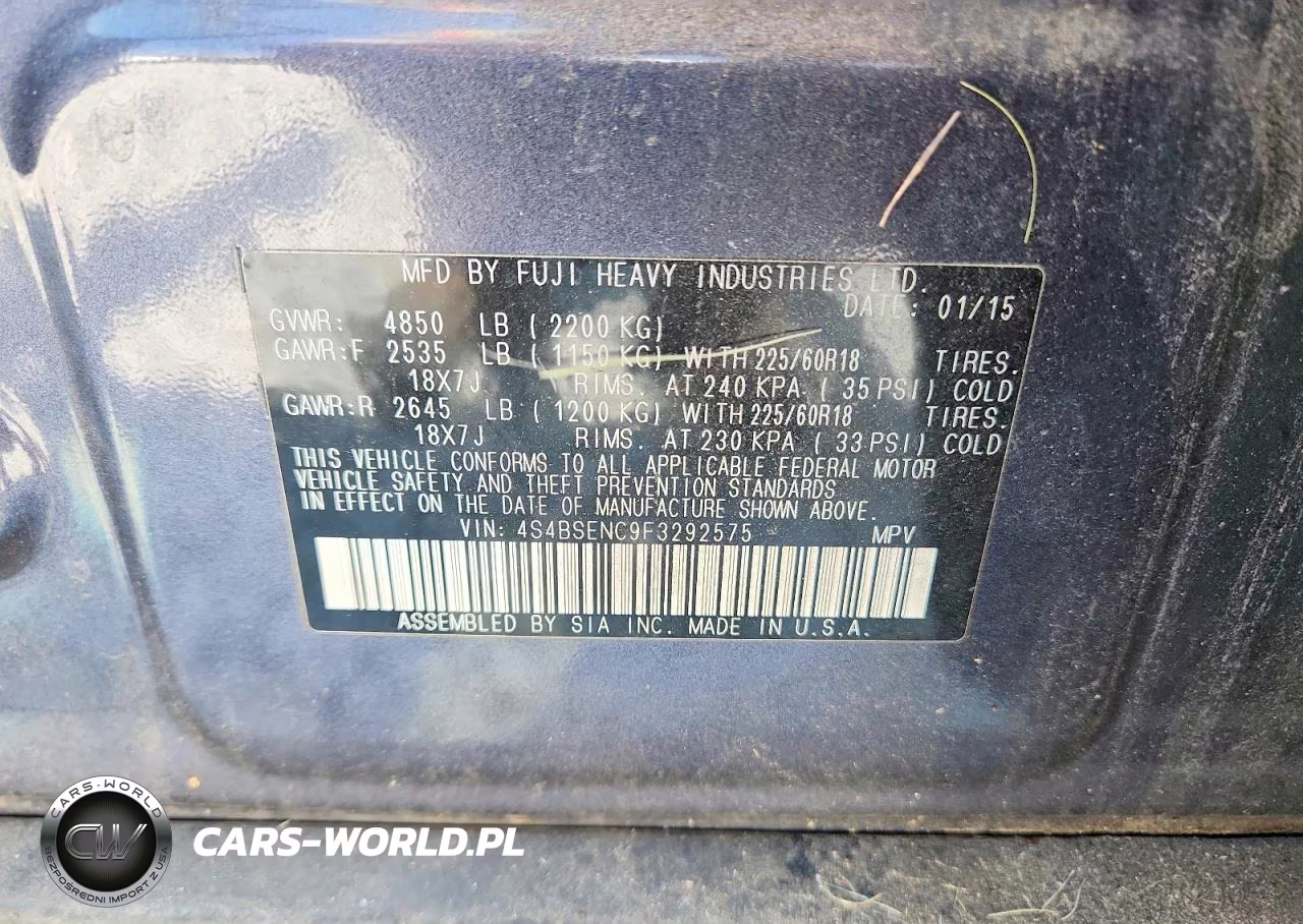 2015 Subaru Outback 3.6R Limited VIN:4S4BSENC9F3292575 - 13