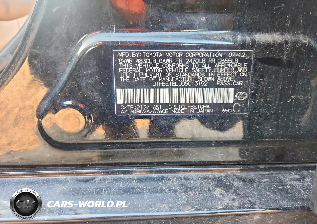 2013 Lexus Gs 350 VIN:JTHBE1BL0D5013152 - 12