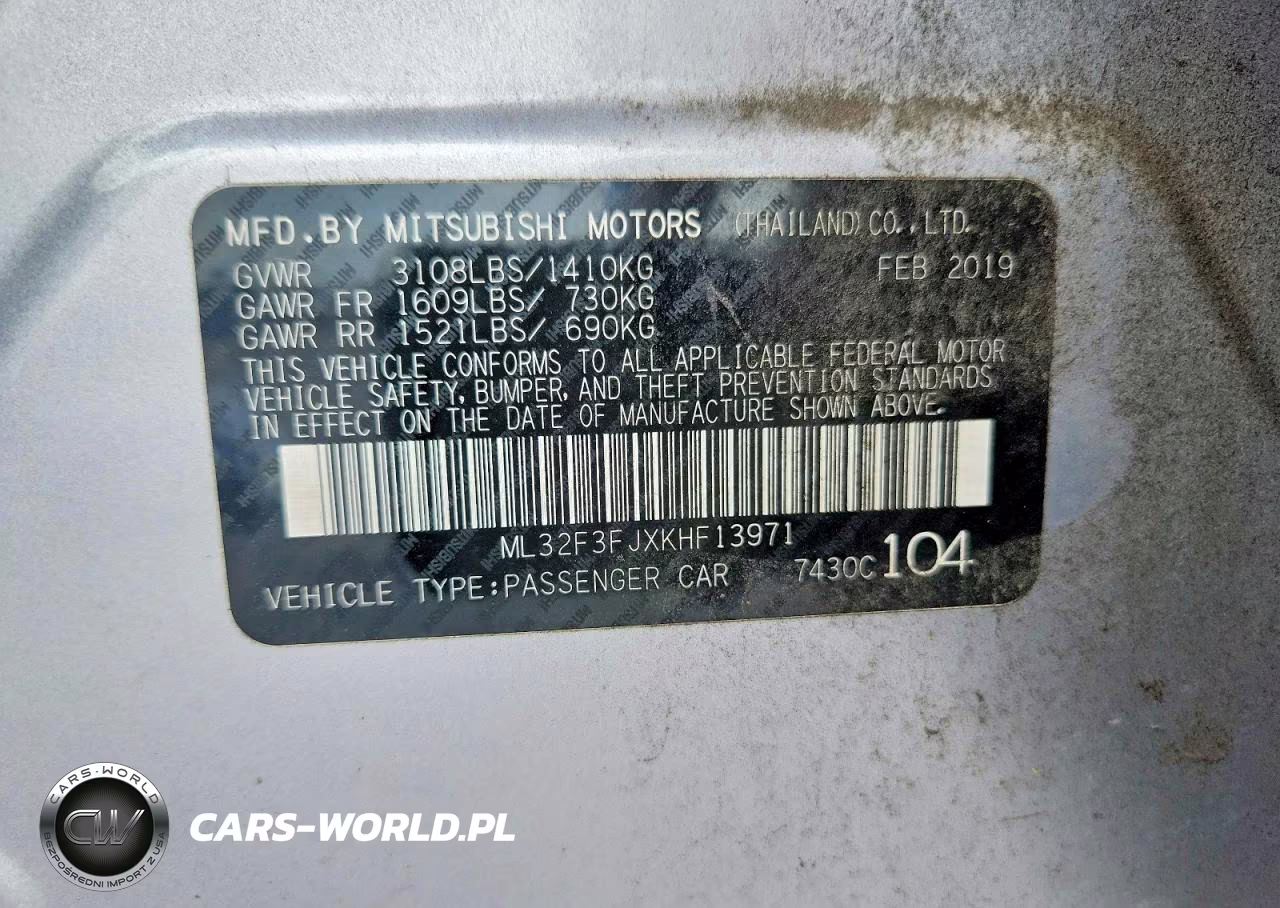 2019 Mitsubishi Mirage G4 Es VIN:ML32F3FJXKHF13971 - 13