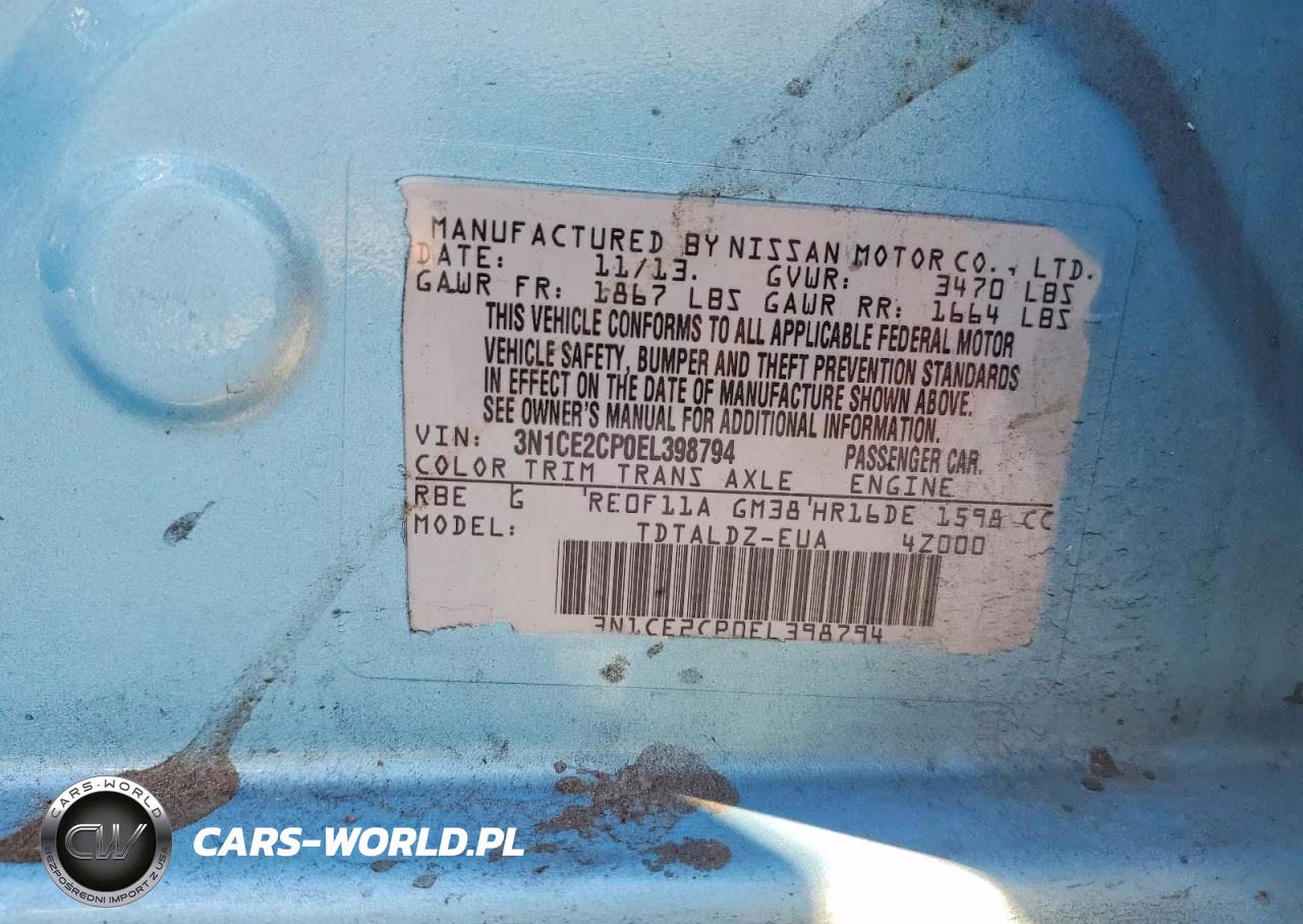 2014 Nissan Versa Note Sv VIN:3N1CE2CP0EL398794 - 12