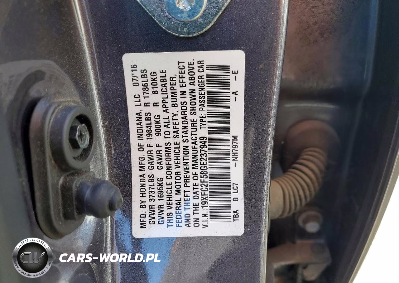2016 Honda Civic Lx VIN:19XFC2F58GE237949 - 12
