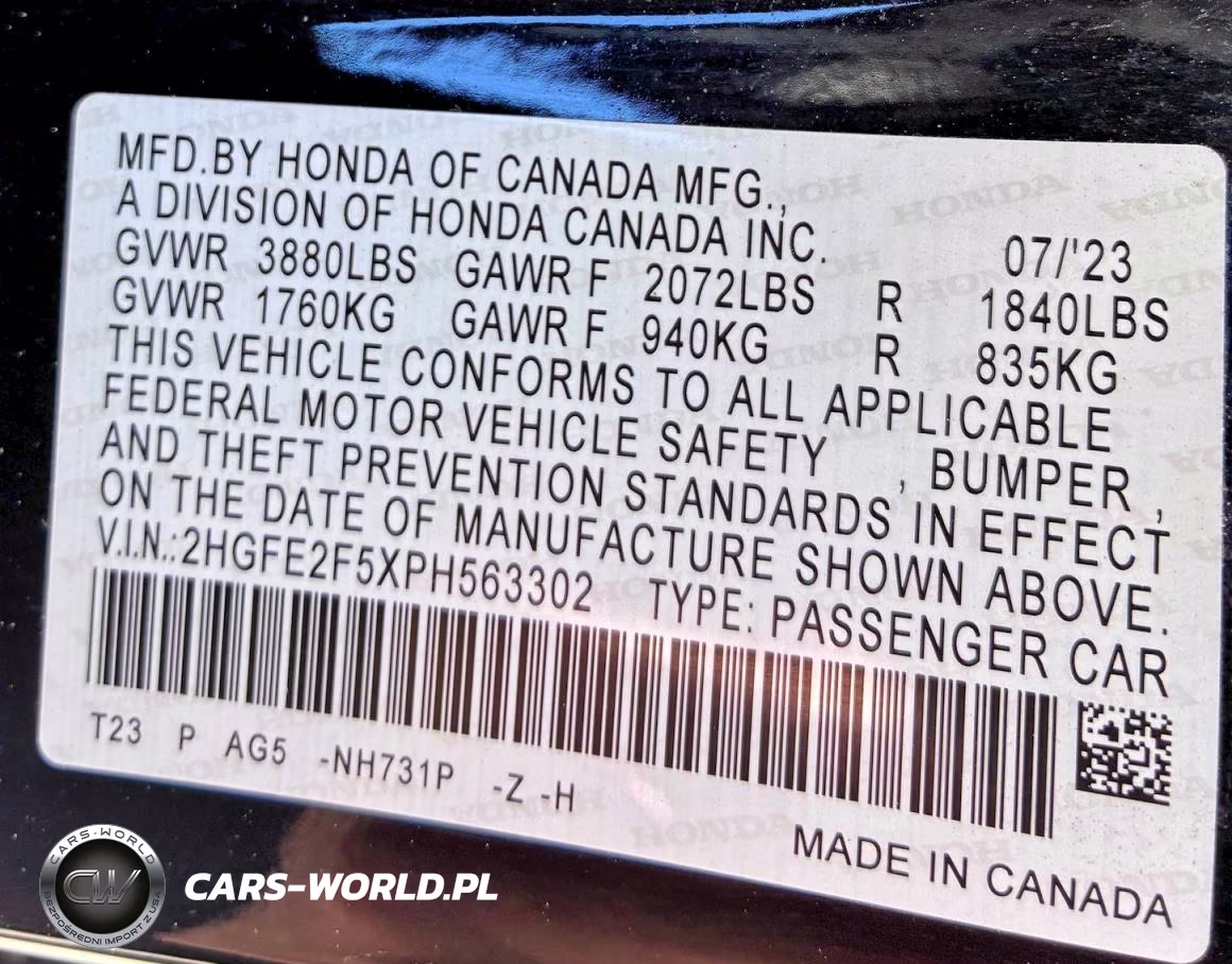 2023 Honda Civic Sport VIN:2HGFE2F5XPH563302 - 10