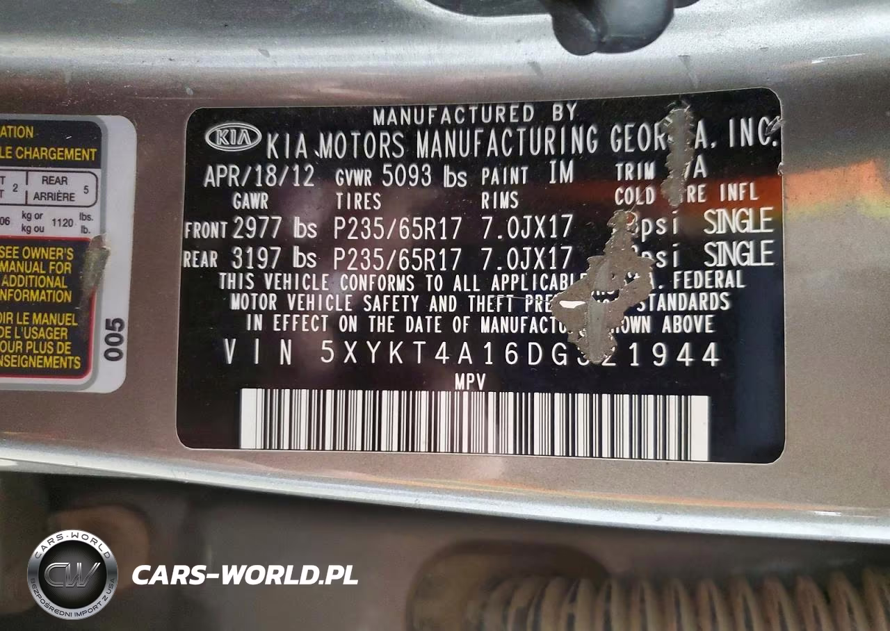 2013 Kia Sorento Lx VIN:5XYKT4A16DG321944 - 14