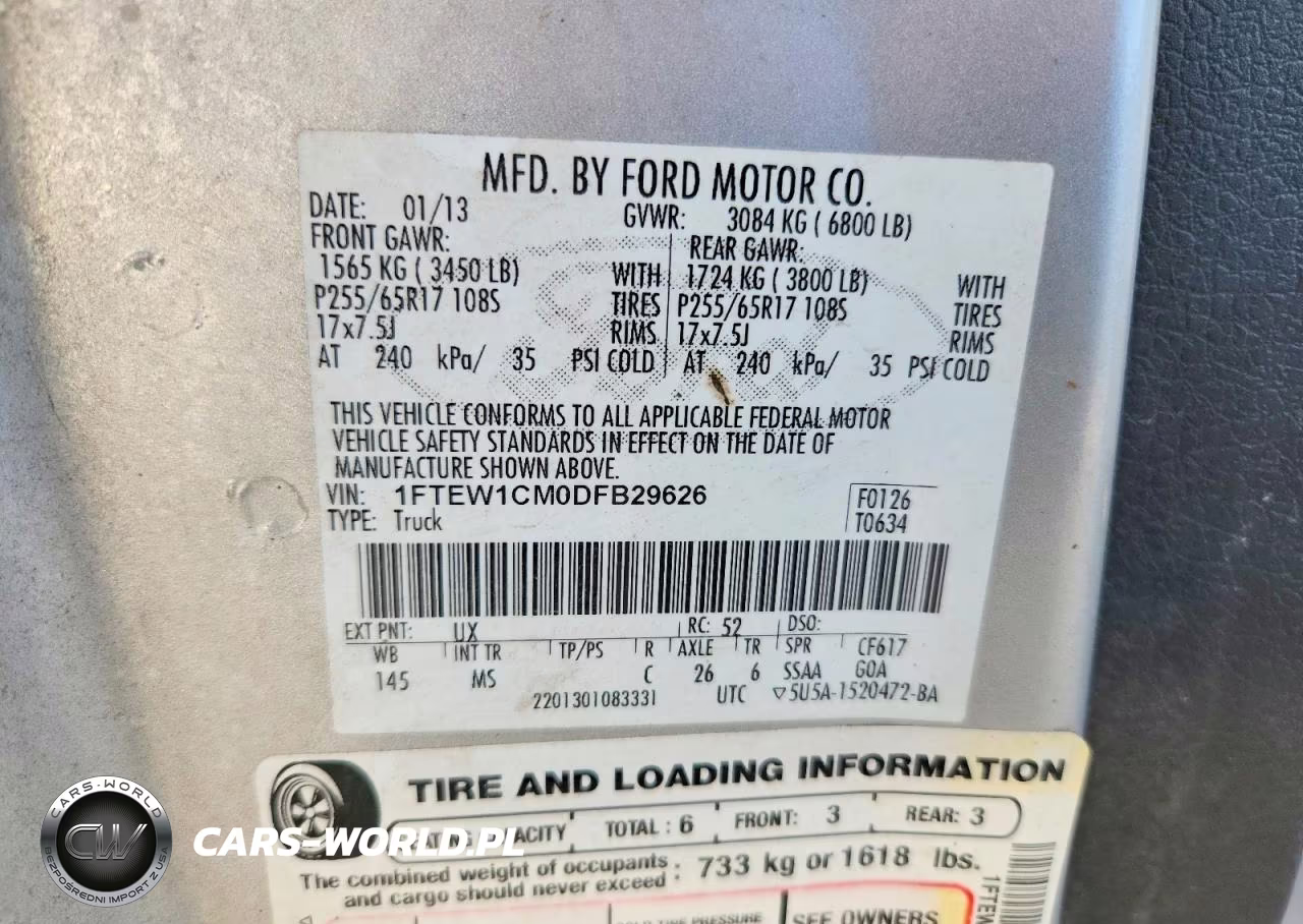 2013 Ford F150 Supercrew VIN:1FTEW1CM0DFB29626 - 12