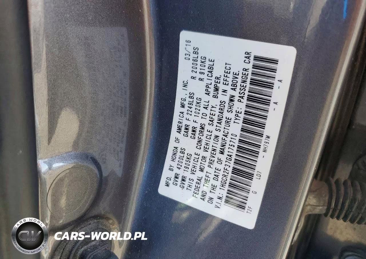2016 Honda Accord Lx VIN:1HGCR2F37GA175710 - 12