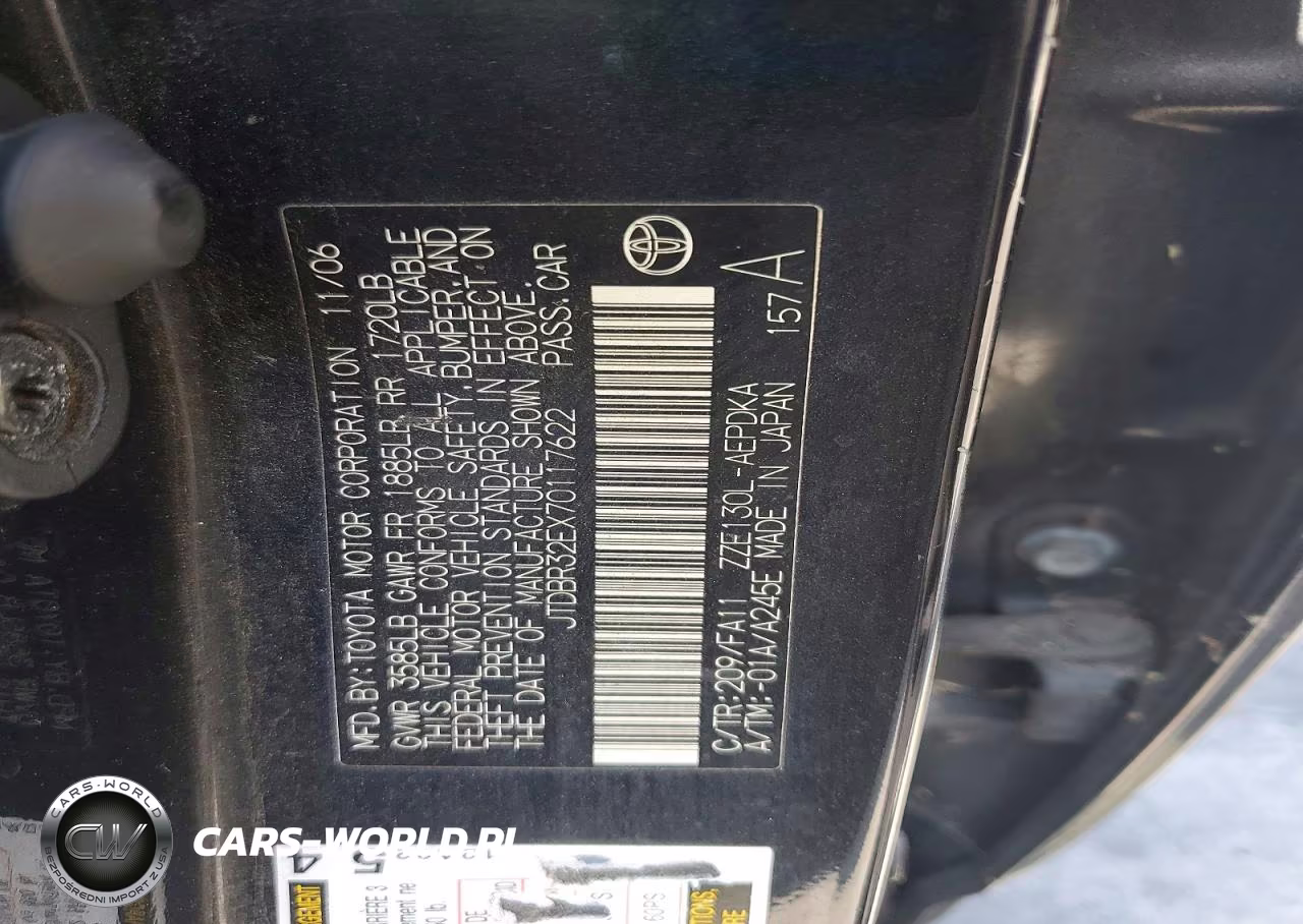 2007 Toyota Corolla Ce VIN:JTDBR32EX70117622 - 12