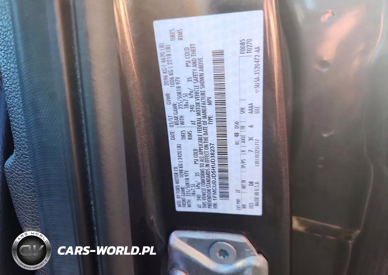 2017 Ford Escape Titanium VIN:1FMCU0JD5HUD38237 - 13