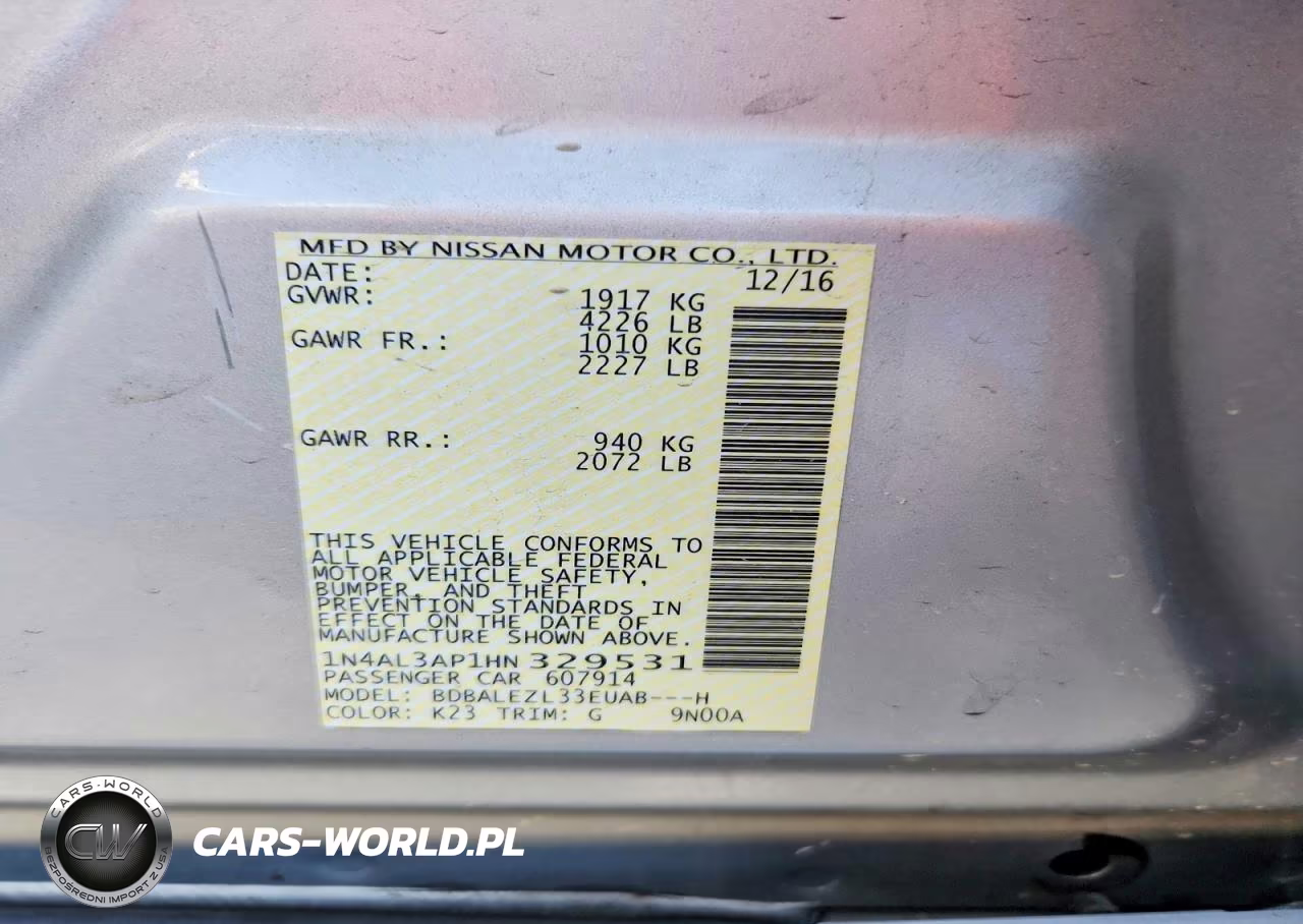 2017 Nissan Altima 2.5 S VIN:1N4AL3AP1HN329531 - 12