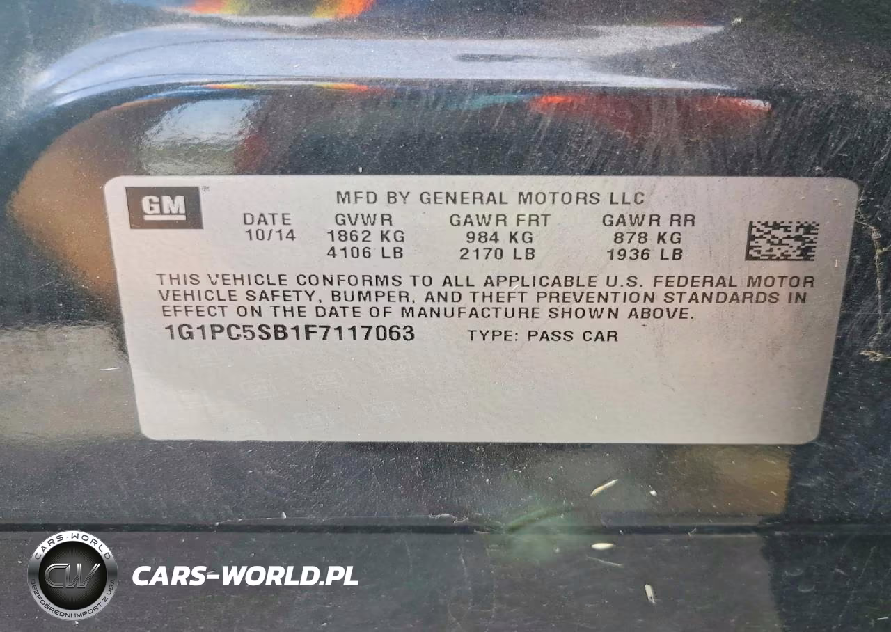 2015 Chevrolet Cruze Lt VIN:1G1PC5SB1F7117063 - 12