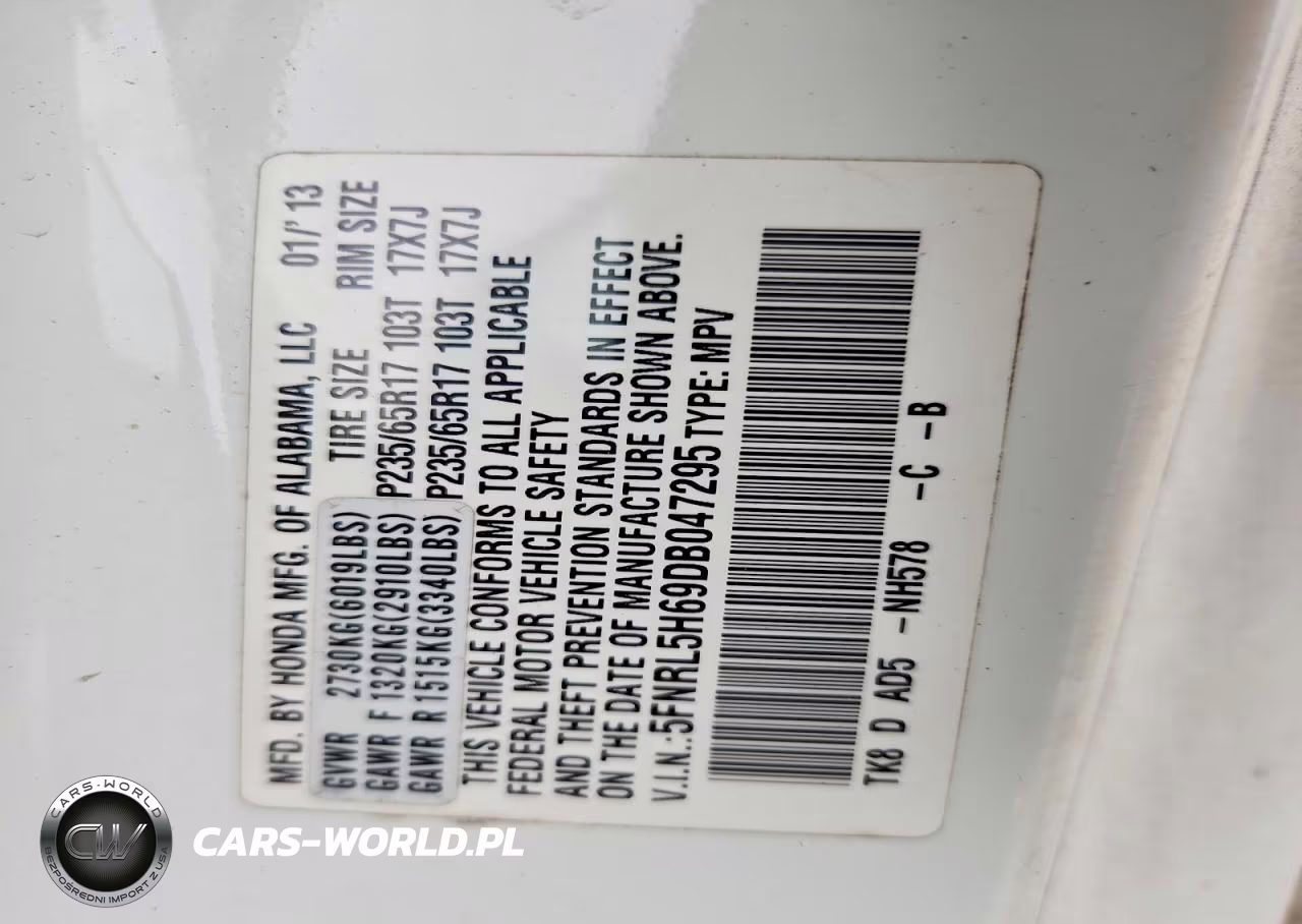 2013 Honda Odyssey Exl VIN:5FNRL5H69DB047295 - 13