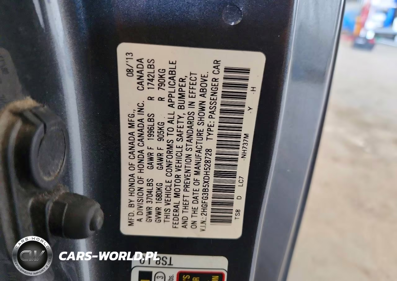 2013 Honda Civic Lx VIN:2HGFG3B5XDH528728 - 12