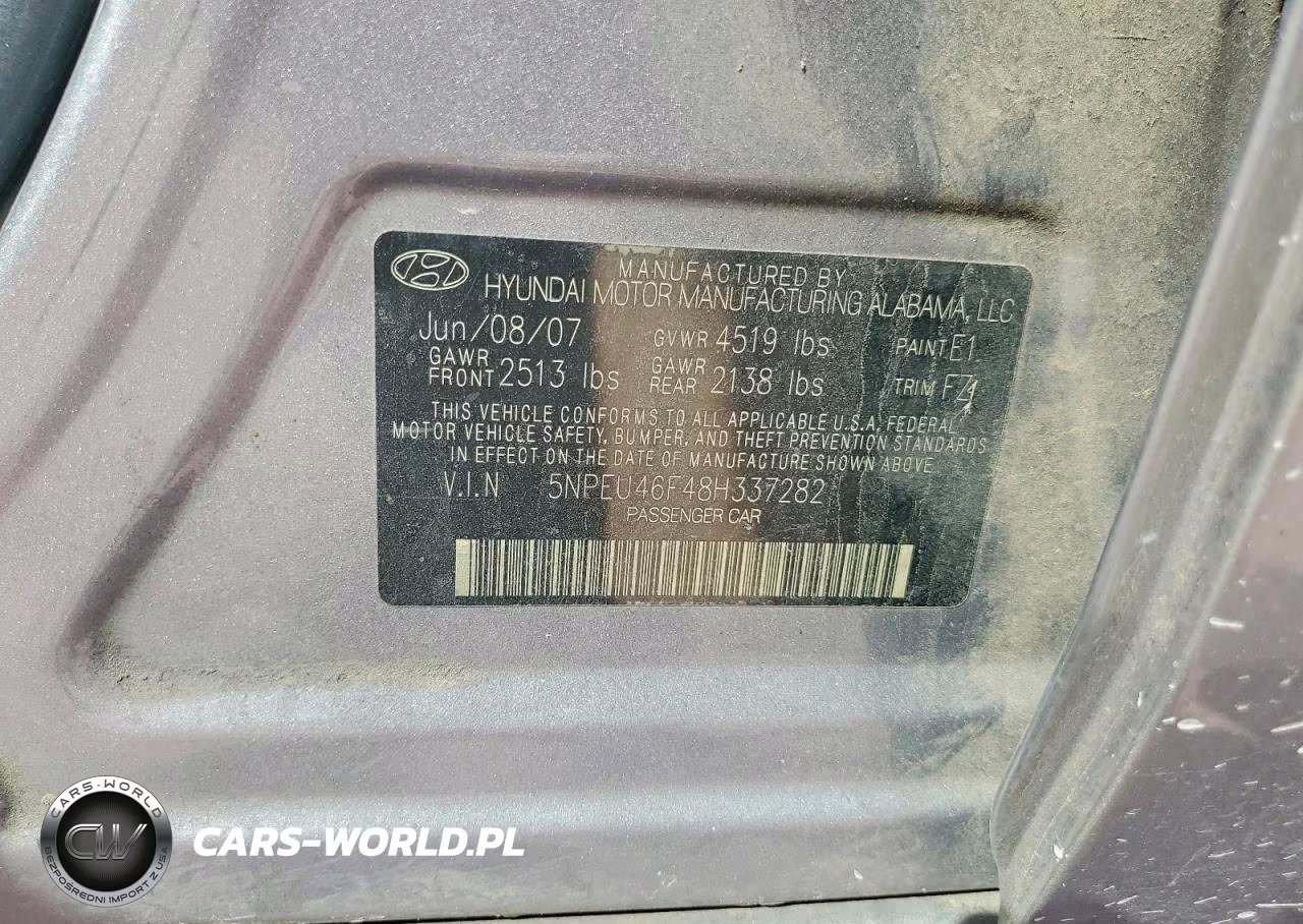 2008 Hyundai Sonata Se V6 VIN:5NPEU46F48H337282 - 12