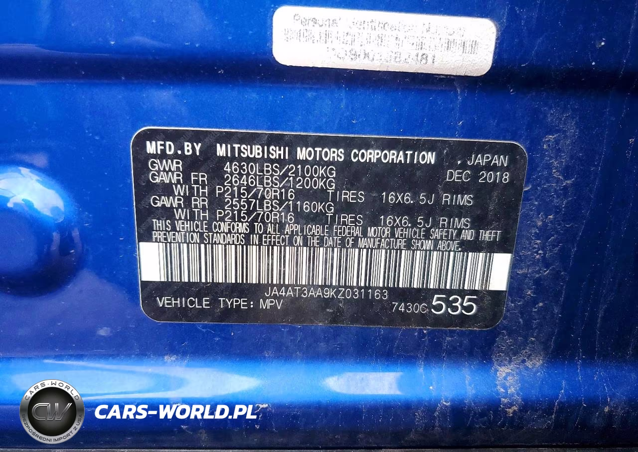 2019 Mitsubishi Eclipse Cross Es VIN:JA4AT3AA9KZ031163 - 13