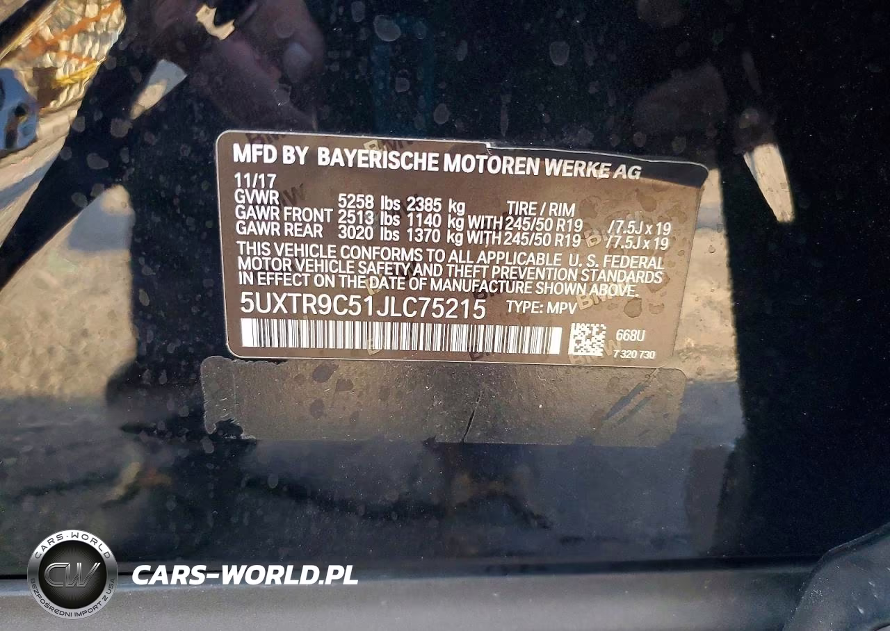 2018 BMW X3 xDrive30I VIN:5UXTR9C51JLC75215 - 13