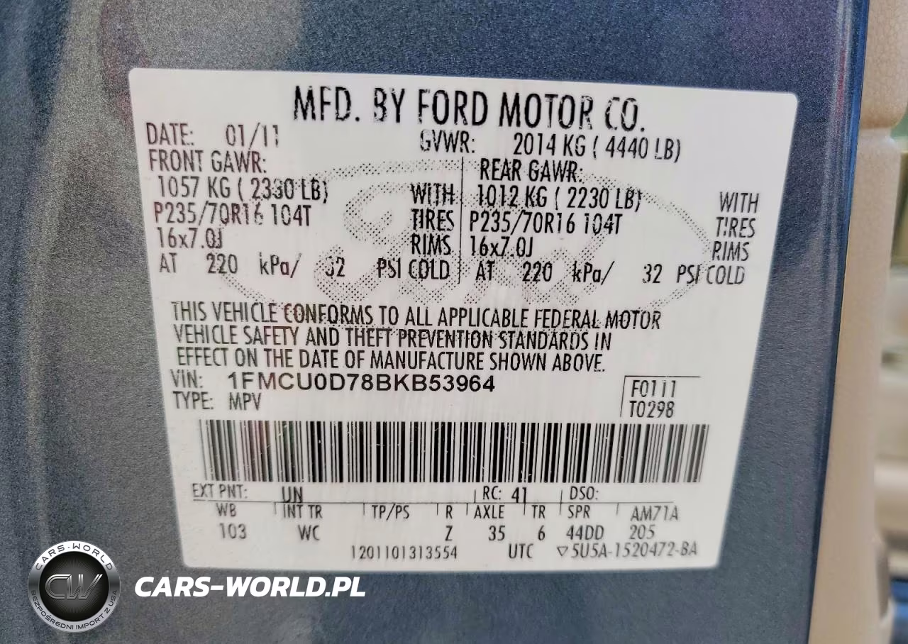 2011 Ford Escape Xlt VIN:1FMCU0D78BKB53964 - 13