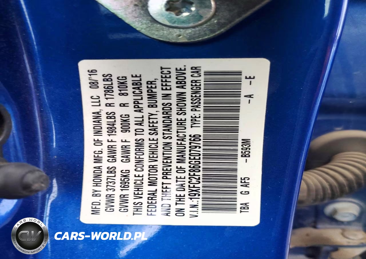 2016 Honda Civic Ex VIN:19XFC2F86GE079766 - 12