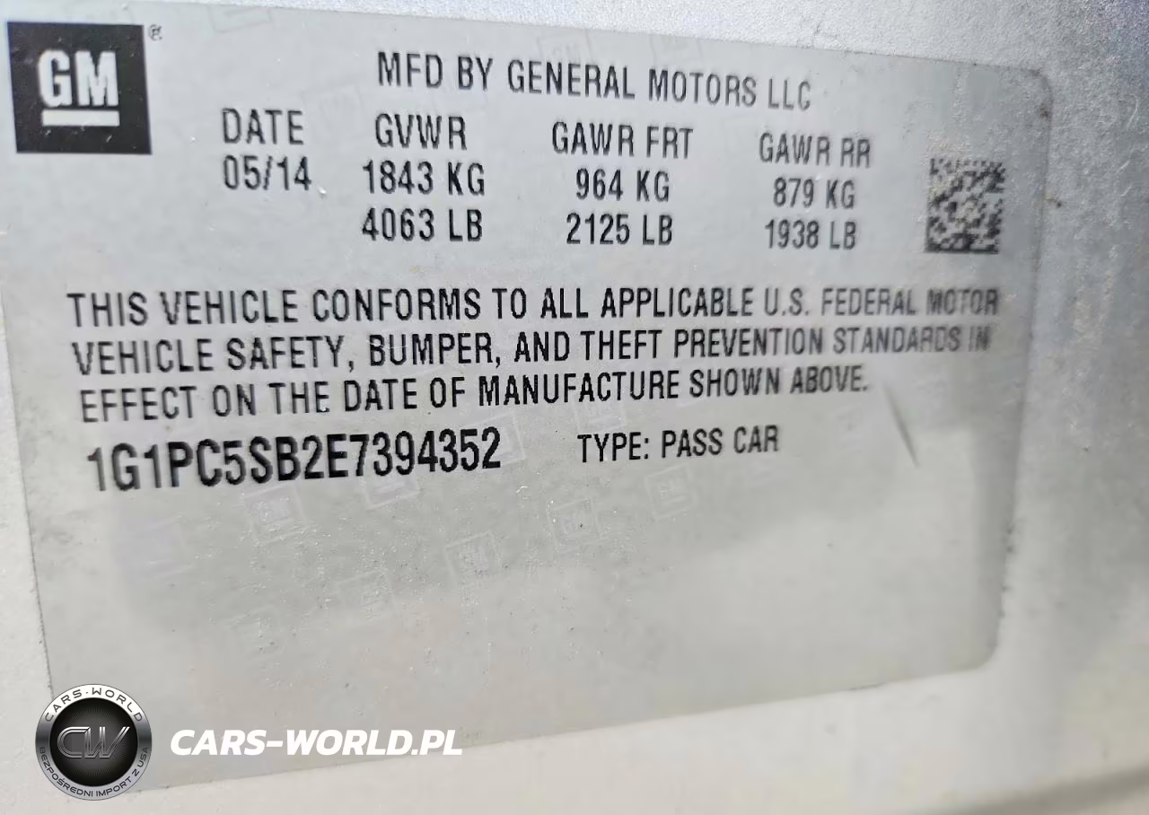 2014 Chevrolet Cruze Lt VIN:1G1PC5SB2E7394352 - 12