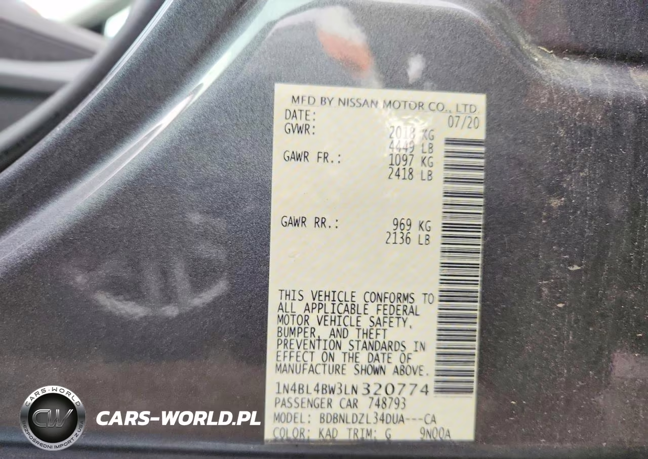 2020 Nissan Altima S VIN:1N4BL4BW3LN320774 - 12