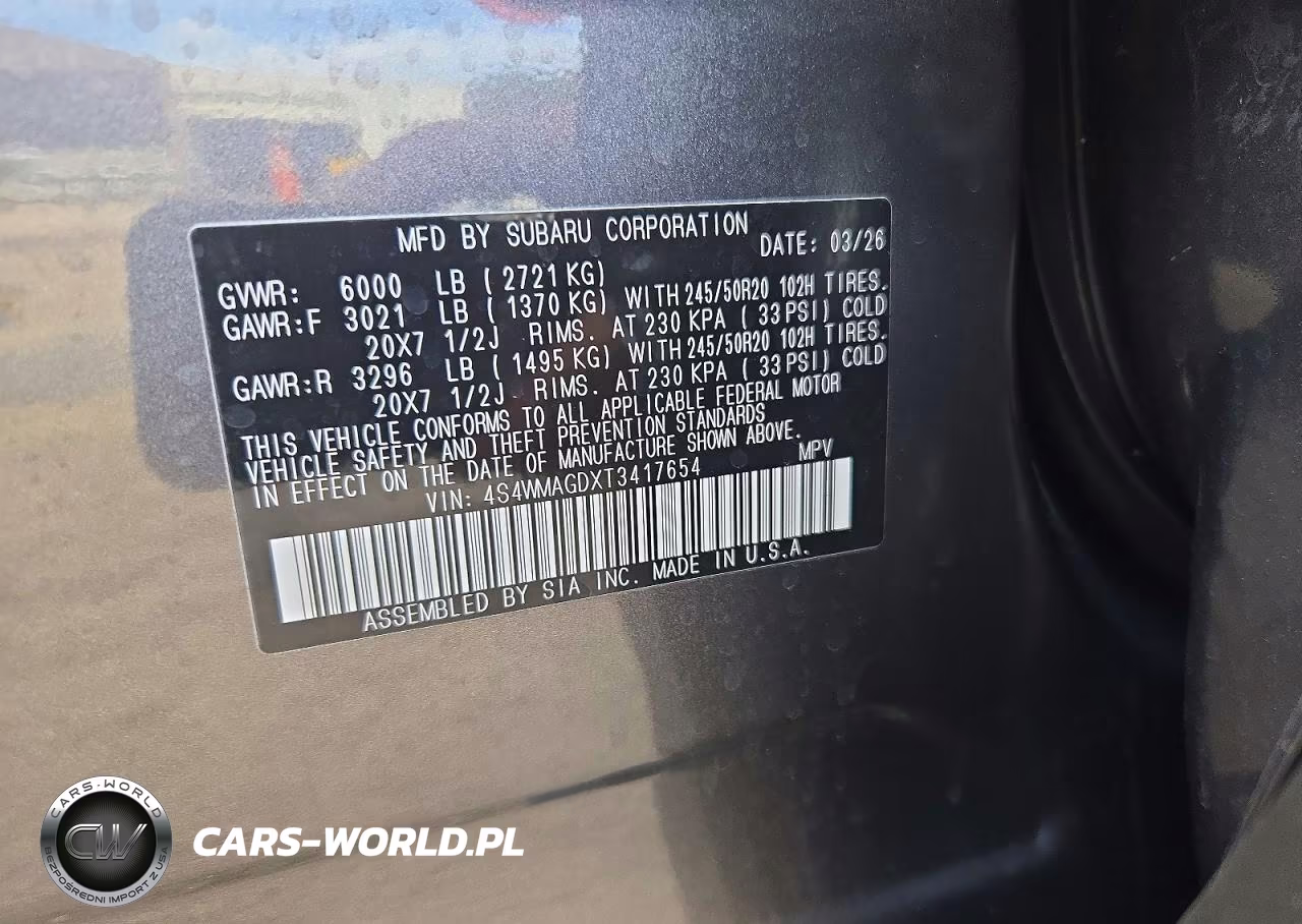 2026 Subaru Ascent Limited VIN:4S4WMAGDXT3417654 - 13