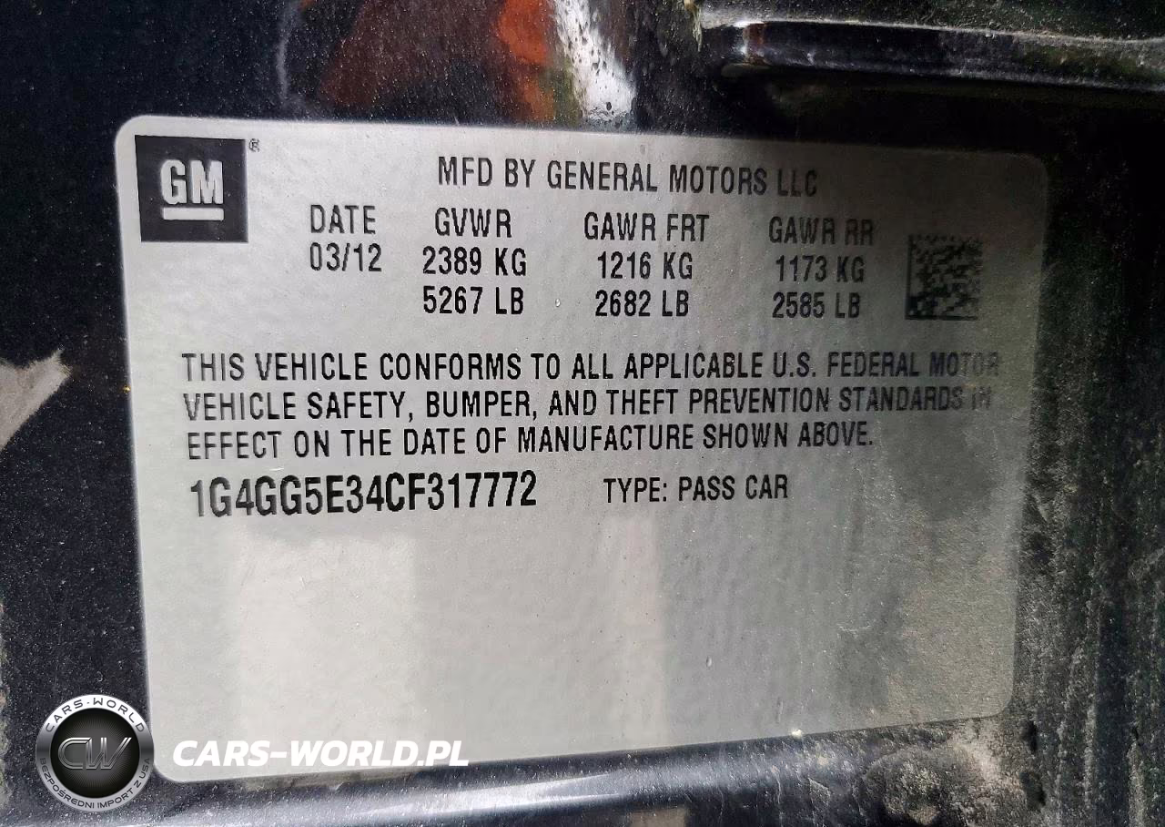 2012 Buick Lacrosse Premium VIN:1G4GG5E34CF317772 - 13