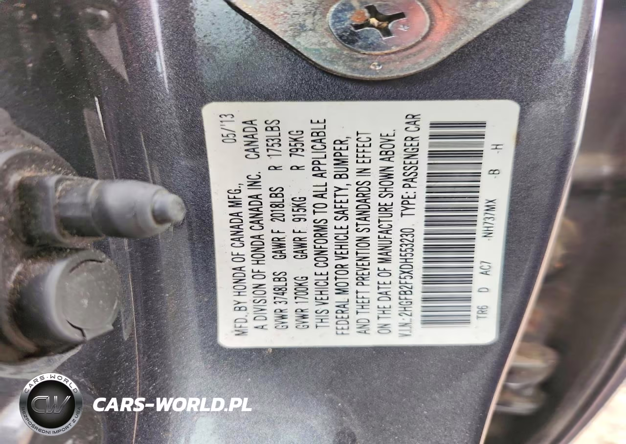 2013 Honda Civic Lx VIN:2HGFB2F5XDH553230 - 12