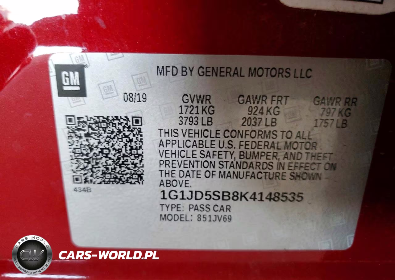 2019 Chevrolet Sonic Lt VIN:1G1JD5SB8K4148535 - 12